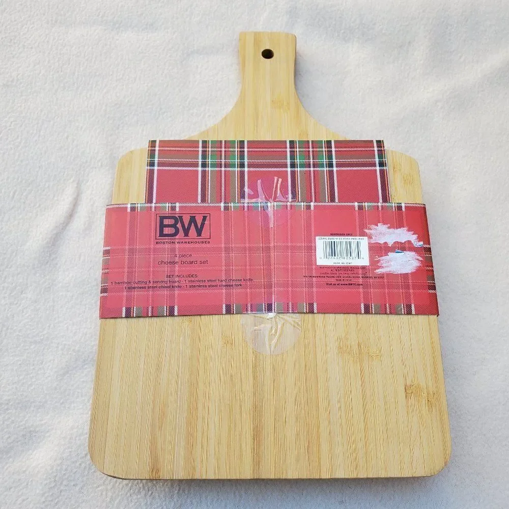 Boston Warehouse Bamboo Wood Cheese Board Set - 4 Pieces